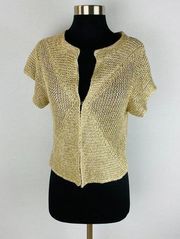 Classiques Entier Short Sleeve One Eyehook Closure Metallic Gold Cardigan PM