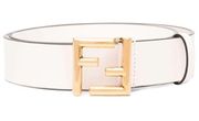 Fendi White Leather FF Logo Buckle Belt