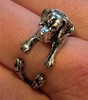 3D Labrador Silver Metal Finger Wrap Ring