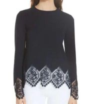 Ted Baker London Aylex Sweater Merino Wool Cashmere Lace Black Size 2