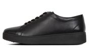 *FitFlop Women's Rally Sneakers All Black Leather Sneakers Womens Size 7 Lace Up