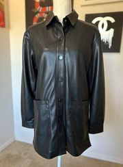 #146 Marc New York Andrew Marc Faux Leather Snap Front Jacket in Black