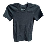 Everlane The Pointelle Short Sleeve Tee Shirt Black Size XSmall Small