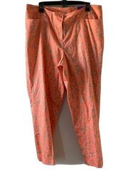 Lane Bryant Pants Womens 16 Multicolor Orange Floral Print Ankle Sateen Slim Fit