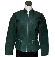 NWT BACCINI FAUX LEATHER GREEN BLAZER JACKET MEDIUM