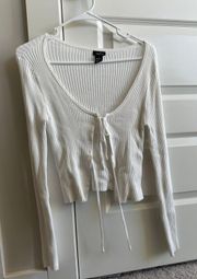 Tie Front White Sweater