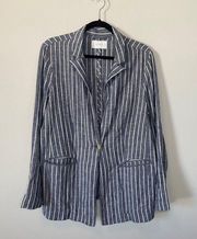 Lucky Brand Linen Striped Blue and White Blazer Jacket Medium