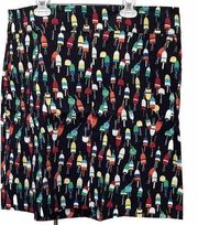 Talbots Above Knee Nautical Buoy Skirt Womens Sz 14 Pocket Black Vibrant Preppy