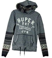 Superdry Hoodie Sweatshirt Gray Sweater Knit Sleeves Long Sleeve Size S