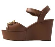 Dolce & Gabbana Brown Leather AMORE Wedges Sandals Shoes US 6.5