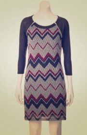 NWOT  Three Pink Hearts chevron dress