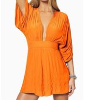 Ramy Brook Gweneth Satin Romper in Orange sz 0