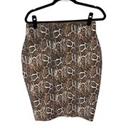 Shinestar Brown Snakeskin Print Pencil Skirt