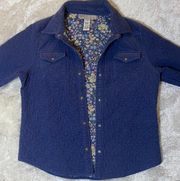 Sag Harbor Blue Corduroy Jacket With Floral Stitching