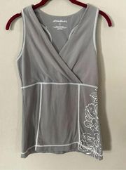 Eddie Bauer Athletic Gray Tank Top Floral Side Size Sm Womens.