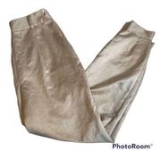 LEITH Satin High Waist Cream Tan Pants Belt Loop Small Jogger Style