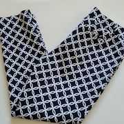 Crown & Ivy navy printed ankle pants size 6p