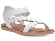 Lucky Brand Natany Ribbon Flat Sandal Womens Sz 10M White Leather Boho Strappy