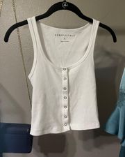 Button Up Cropped Tank Top