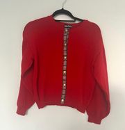 Vintage Retro  Red Knit Plaid Sweater