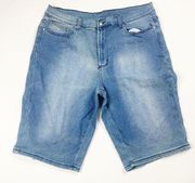 DG by Diane Gilman Womens Denim Shorts Size 18W Blue Medium Wash Flat Front