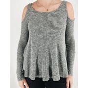 Tokyo Darling Aeropostale Heather Gray Ribbed Knit Cold Shoulder Top