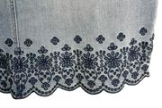 Talbots Jean Denim Skirt 12P Petite Flower Embroidery New