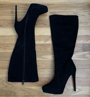 Knee-High Faux Suede Boots - Size 9