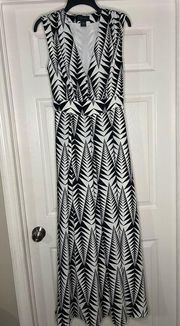 black and white abstract maxi dress