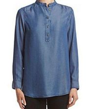 MICHAEL KORS Chambray Button Up Long Sleeve Tunic