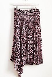 Topshop Pink Animal Print Pleated Midi Skirt Y2K