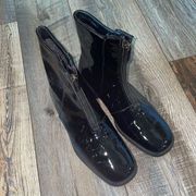 Aquatalia Tenley Black Patent Leather Ankle Booties