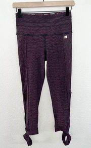 Maaji Active Purple Heathered High Rise Cropped Ankle Cut Out Leggings