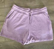 Boden Light Mauve Ribbed Sweat Shorts with Tie Waist