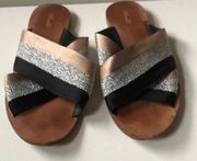 Diane Von Furstenberg Satin & Metallic Sandals Size 8
