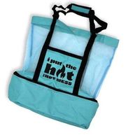 Blue mesh-beach  bag with bottom zipper cooler compartment NWOT OS