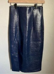 Topshop Faux Leather Croc Print Midi Skirt Size 4