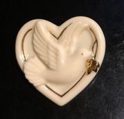 Vtge LENOX Heart with Dove Brooch