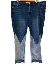 Eloquii Two Tone Raw Step Up Hem Jeans