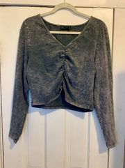 Design Grey Distressed Long Sleeve Top