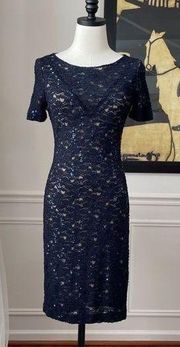 Belle by Badgley Mischka Lace Navy Dress 6