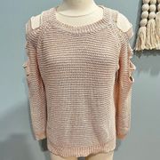 Design Lab Lord & Taylor Cold Shoulder Blush Pink Sweater Size Small