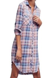 Anthropologie Cloth & Stone Plaid Long Sleeve Dress Size Small