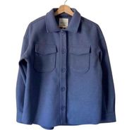 Avec Les Filles Blue Oversized Shacket Patch Jacket Sz. S