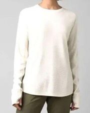 Prana Womens Wensley Crew Performance Wool Blend Base Layer Top Cream Size XS