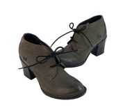 Born Leather Shoe Booties Womens US 6 EU 36.5 Army Green Lace Up Comfort Casual