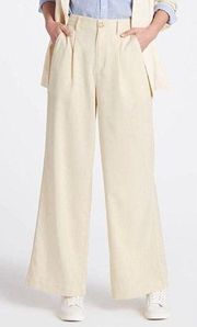 Kendall & Kylie Wide Leg Pleated Front Pants With Pockets Cream Size M