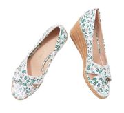 Jack Rogers Criss-Cross Wedge Espadrilles -
Palmer  White Daisy, New with Box