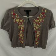 I.N.C. International Concepts: Gray Cropped Cardigan- embroidered- size MP