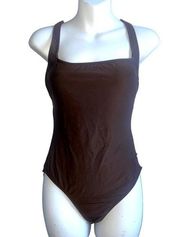 Michael Michael Kors Brown One Piece Swimsuit With Gold Staps 10